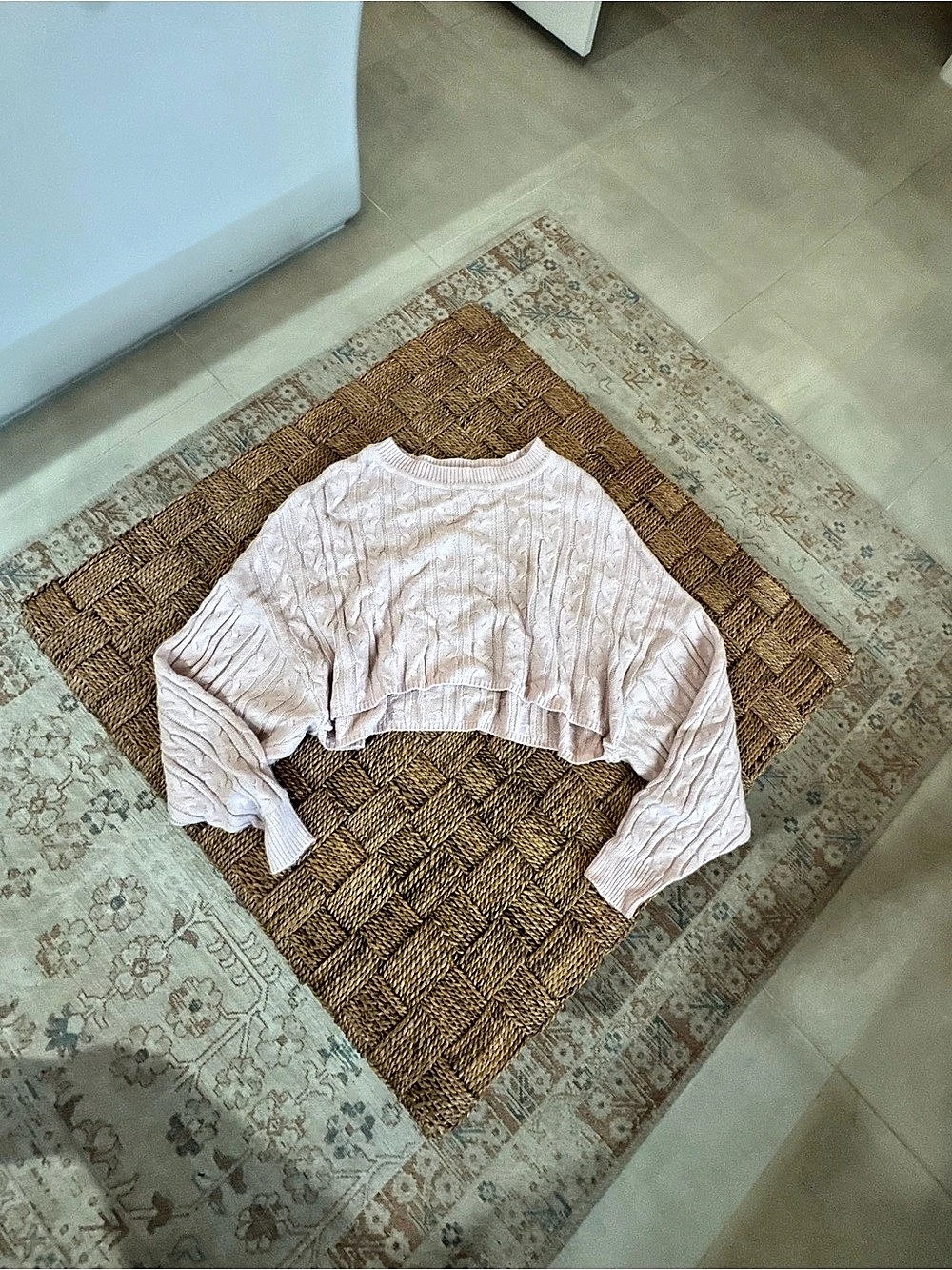 Garage Cable Knit Crew Neck Pink Size XS